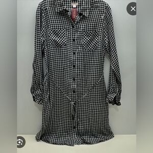 Merona Women's Checkered Button Dress - Black and White Size Medium